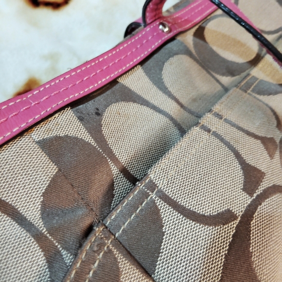 Vtg Y2K Authentic Coach Classic Monogram Barbiecore/Pinkcore Large Tote - Picture 14 of 16